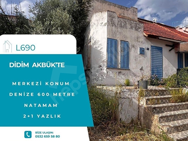 DİDİM AKBÜKTE  DENİZE 600 METRE MESAFEDE TADİLAT GEREKTİREN YAZLIK