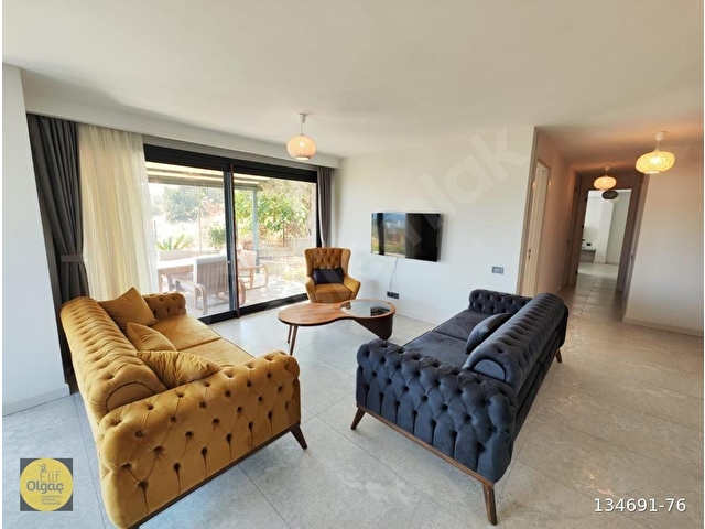 Bodrum Yahşi Temenos Evlerinde Eşyalı Kiralık 3+1 Bahçe Katı - Görsel 4