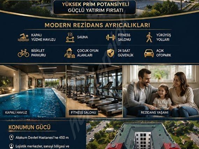 SAMSUN ATAKUM PRESTİJLİ YAŞAM REZİDANS SATILIK 1+1 DAİRE - Görsel 2