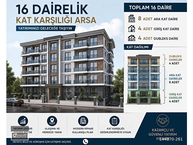 E5e yakın 16 dairelik kat karşılığı