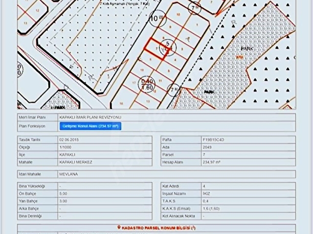TEKİRDAĞ/KAPAKLI DA TEK TAPU ARSA 235m2 - Görsel 3