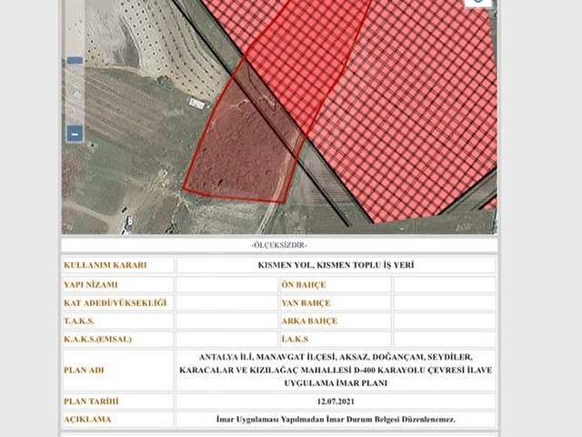 ANTALYA MANAVGAT DA ANA YOLA 1 PARSEL İMAR ÇALIŞMADI YAPILDI. - Görsel 3