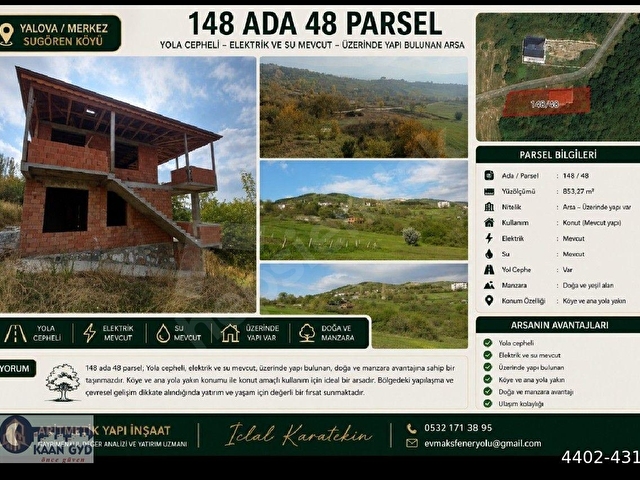 🌿 YALOVA SUGÖRENDE 853 m² TAPULU ARSA İÇERİSİNDE YAPI KAYIT BELGELİ EV - Görsel 18