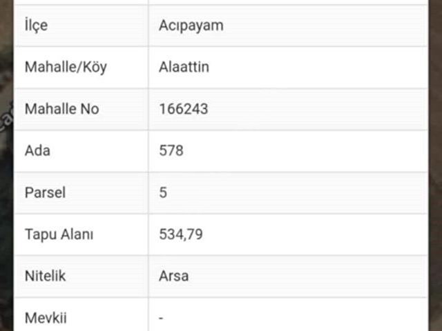 ACIPAYAM ALAATTİNDE ANA YOLA 1 DAKİKA UZAKLIKTA 535 m2 4 DAİRE ÇIKAN ARSA 1.450.000 TL PAZARLIKLI
