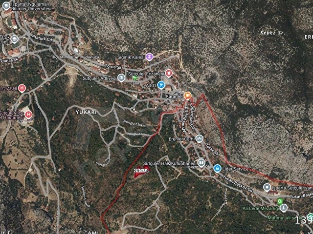 ISPARTA SÜTÇÜLER EV YAPIMINA UYGUN 2602 M2 SATILIK BAĞ & BAHÇE