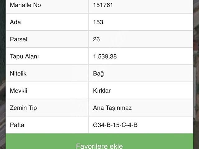 BAKİ EMLAKTAN BAHÇECİK’TE 1540 M2 BAĞ