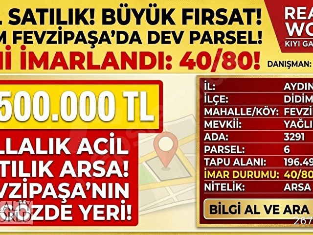Didim Fevzipaşada Villa Yapımına Uygun 196m²  Satılık Arsa - Görsel 6