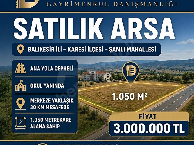 DURMAZ EMLAK ARACILIĞIYLA MERKEZE 30 KM MESAFEDE SATILIK ARSA