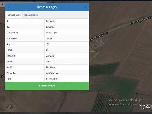 BABAESKİ KARACAOĞLAN MUHTEŞEM ARAZİ YOLA CEPHE YARISI ARSA GEÇİYOR 2680 M2   4 HİSSE - Görsel 4
