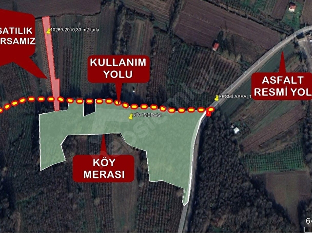 269-ŞEKERGAYRİMENKUL İLÇEYE YAKIN SATILIK 2010 m2 HOBİ BAHÇESİ