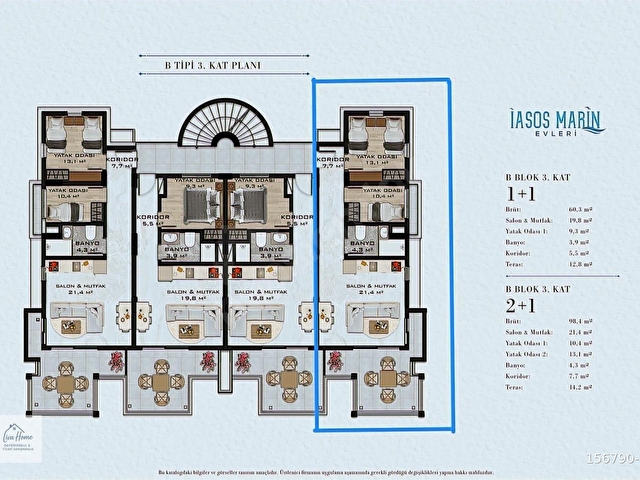 MUĞLA MİLAS İASOS MARİN SATILIK 2+1 TERAS DAİRE - Görsel 2