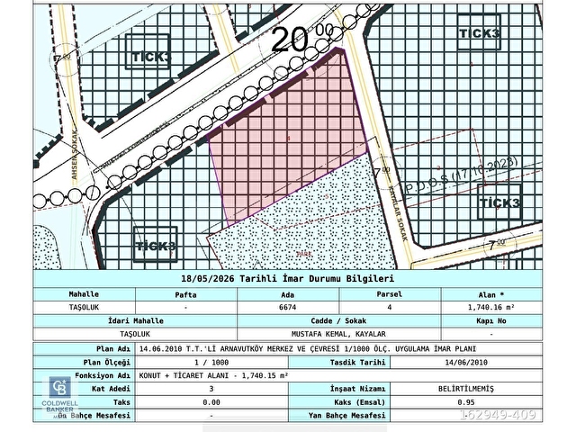 SATILIK 1740 M² TAŞOLUK DA CADDE CEPHELİ TİCARİ İMARLI ARSA - Görsel 2