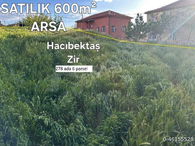 SAHİBİNDEN HACIBEKTAŞ MERKEZDE 600m2 BAHÇELİ EV veya VİLLA YAPIMINA UYGUN ARSA
