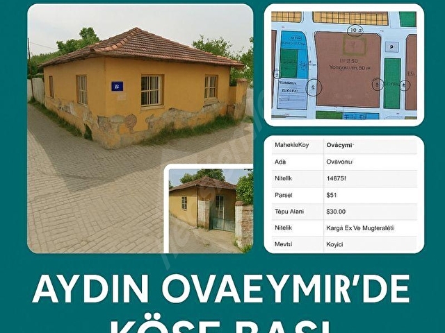 AYDIN OVAEYMİRDE İMARLI ARSA İÇİNDE KÂRGİR EV YÜKSEK EMSALLİ