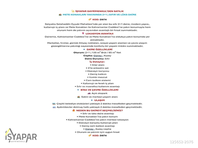 💫 İŞYAPAR GAYRİMENKUL’DEN SATILIK 🏡 METE KONAKLARI YAKININDA 2+1 KİERLİ SIFIR VE LÜKS DAİRELER - Görsel 10