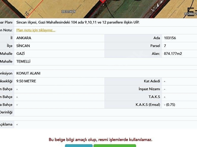 TURYAP tan Temelli Gazide Müstakil Tapulu 874m² Arsa - Görsel 4