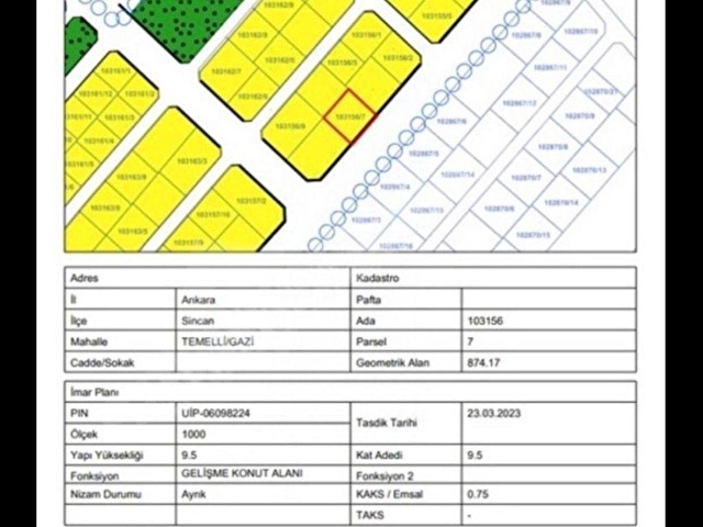 TURYAP tan Temelli Gazide Müstakil Tapulu 874m² Arsa - Görsel 5