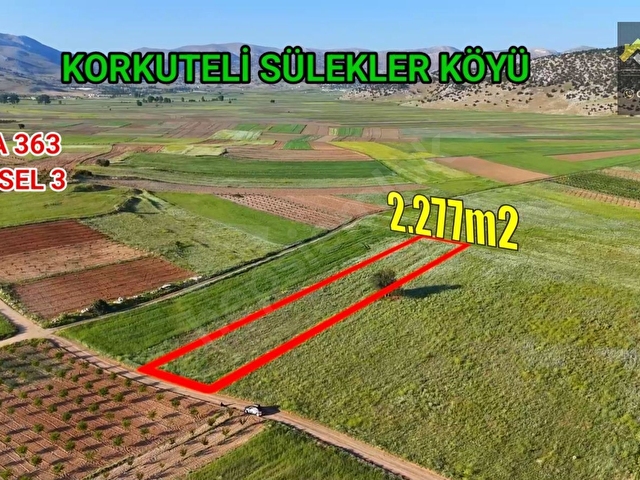 KORKUTELİ SÜLEKLER DE SATILIK 2.277M2 TARLA RESMİ YOLU VAR - Görsel 2