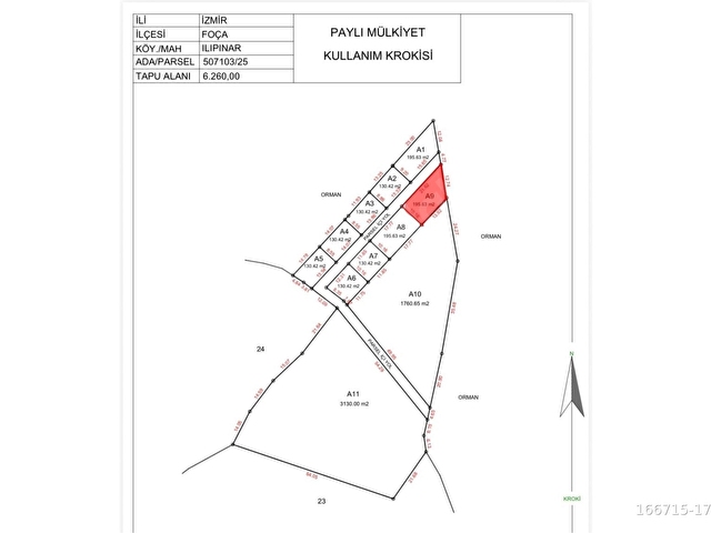 DOĞA İLE İÇ İÇE FOÇA ILIPINARDA PAYLI MÜLKİYETLİ  195 M2  HİSSELİ TARLA