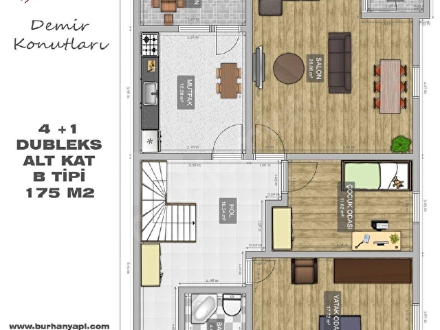 BURHAN YAPI | DEMİR KONUTLARI | SATILIK 4+1 DUBLEKS DAİRE ( B TİPİ ) - Görsel 20