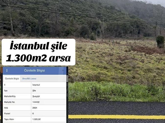 İSTANBUL ŞİLE 1320m2 İMARLI MÜSTAKİL ARSA