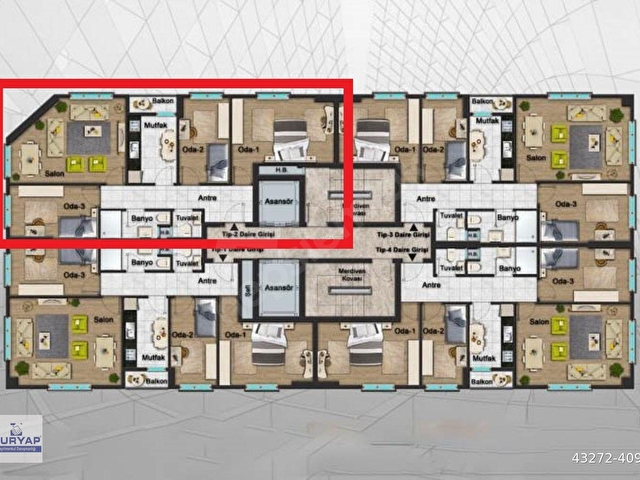 Turyaptan, Eylül 2026 Teslim, 3+1, 120m2, 9.Kat, Park Cepheli - Görsel 13