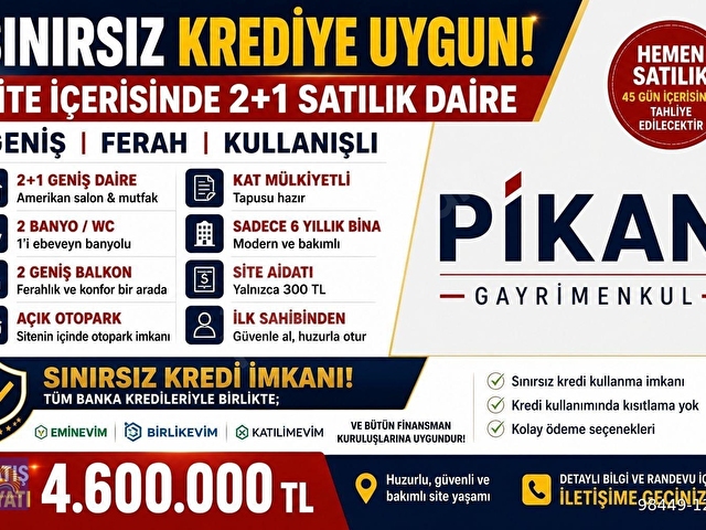 SINIRSIZ KREDİ İMKANI ! 2+1 Ebeveyn Banyolu Daire