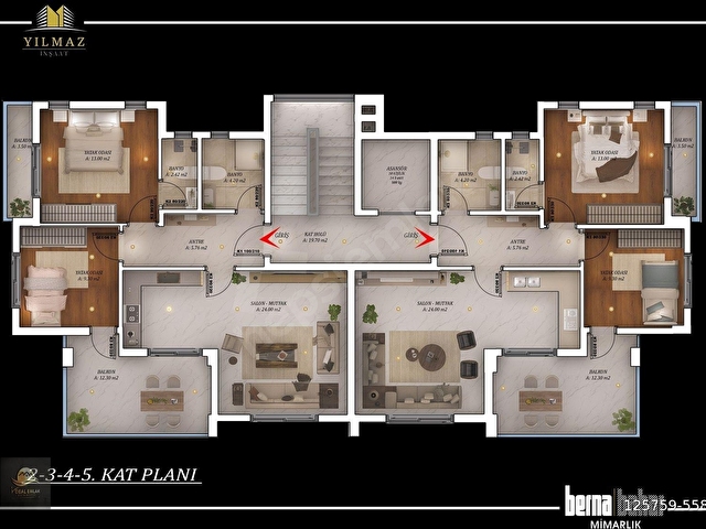 GÜZELYURTTA TEMELDEN SATILIK 1+1 VE 2+1 DAİRELER 24 AY TAKSİT - Görsel 8