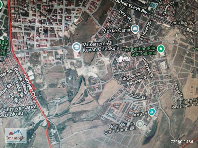ÇORLUDA SATILIK İMARLI ARSA -ALİ PAŞA MAH. MEKKE CAMİİ KARSISINDA -310 M2