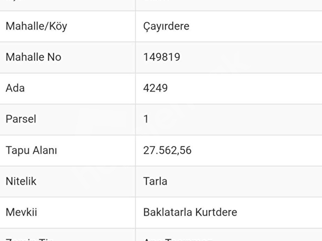 Silivri Çayırdere de Satılık Tarla.