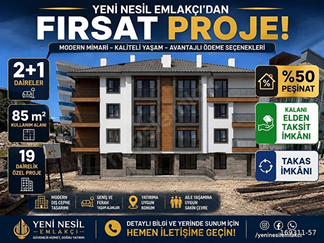 ELDEN TAKSİT İMKANI!! %50 PEŞİN GERİSİ ELDEN TAKSİTLİ 2+1 FIRSAT