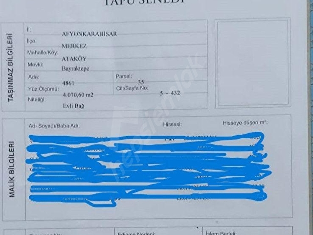 AFYON SUR EMLAKTAN ATAKÖYDE SATILIK BAĞ/BAHÇE KONUMU GÜZEL - Görsel 10