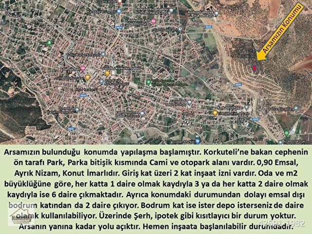 Korkutelinin en gözde parseli satışta... Otogar Karşısı Tepenin Üstü.... - Görsel 9