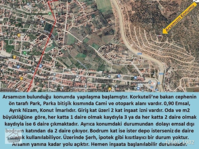 Korkutelinin en gözde parseli satışta... Otogar Karşısı Tepenin Üstü.... - Görsel 6