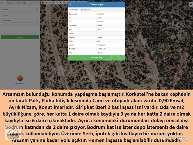 Korkutelinin en gözde parseli satışta... Otogar Karşısı Tepenin Üstü.... - Görsel 4