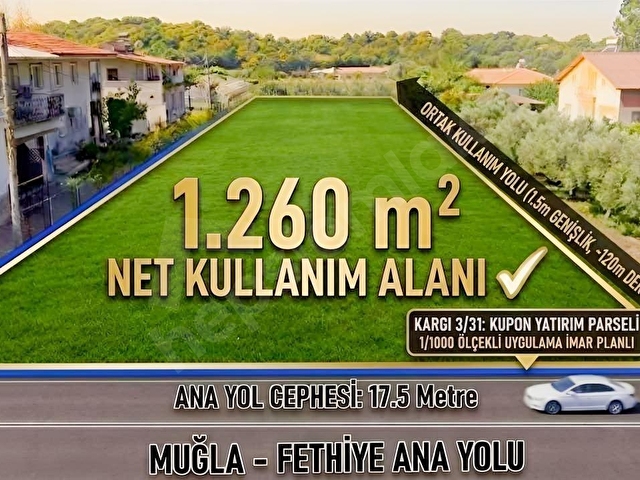 FETHİYE KARGIDA MUHTAŞEM 1262 M2 HİSSELİ İÇENDE TAPULU PARSEL - Görsel 17