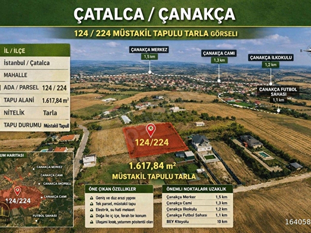 ÇATALCA ÇANAKÇADA ANA YOLA YAKIN MÜSTAKİL TEK TAPULU TARLA - Görsel 2