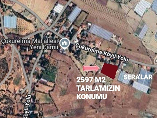 ELMALI ÇUKURELMADA KÖY İÇİNDE ARSA VASIFLI İÇİNE 2 ADET EV YAPILABİLEN İMARLI 2597 m² SATILIK TARLA - Görsel 2