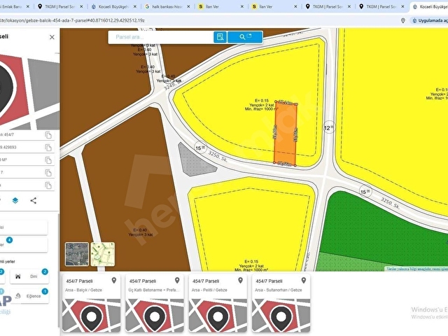 GEBZE BALÇIK MERKEZDE 1000 m2 İMARLI ARSA