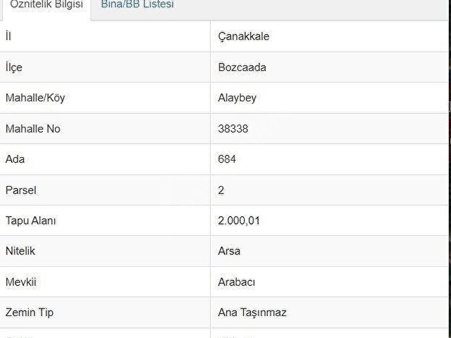 ÇANAKKALE, BOZCAADA, ALAYBEY MAHALLESİ 2000 m2 SATILIK ARSA - Görsel 2