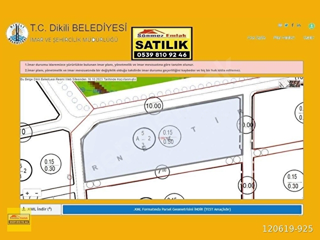 DİKİLİ ÇANDARLI ELELE KONUTYAPI KOPERATİFİNDE SATILIK 290M2 ARSA