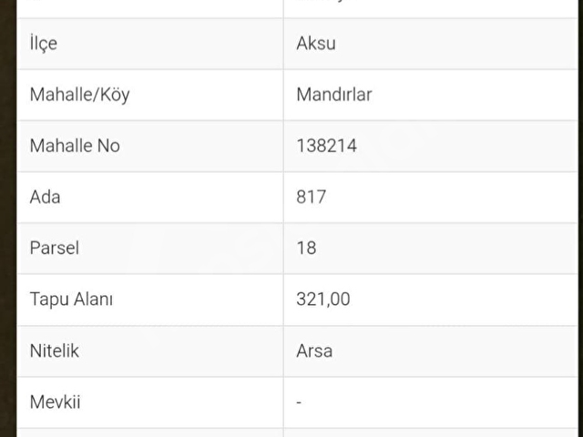 ANTALYA AKSU MANDIRALAR da İMARLI ARSA DENİZE HAVALİMANINA YAKIN - Görsel 2