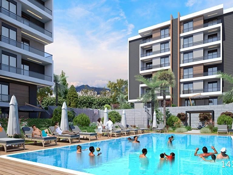 Antalya havaalani ve tramway yakini sifir asansörlü arakat 1+1 havuzlu si̇tede firsat dai̇re çokçok uy