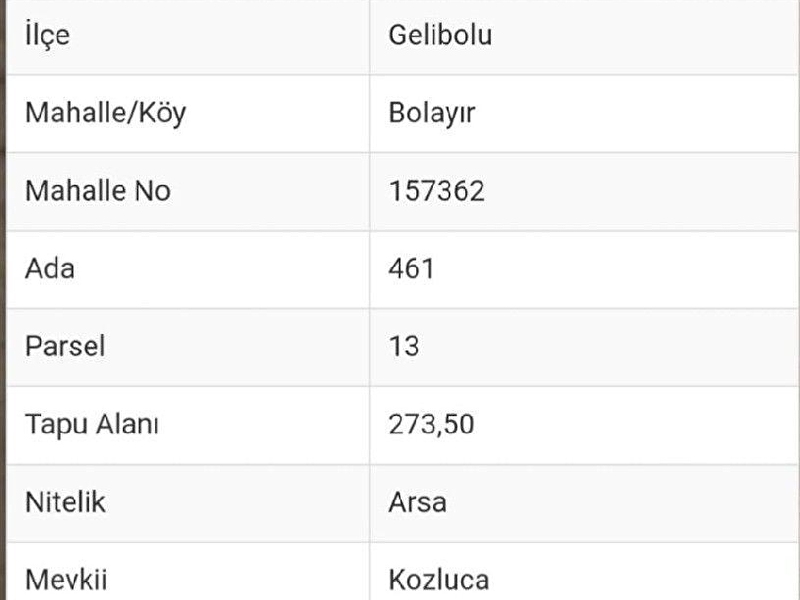 Gelibolu bolayır satılık arsa
