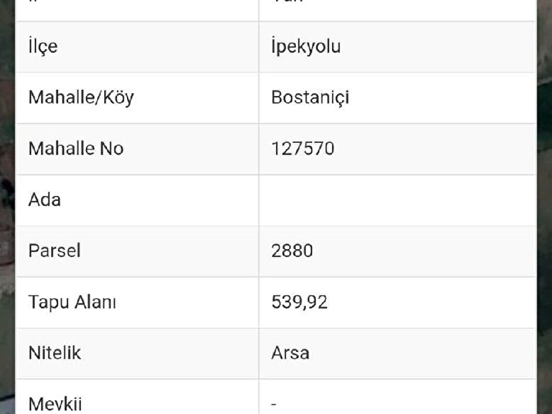 Bostani̇çi̇ de satilik müstaki̇l parsel i̇marli i̇frazli parsel 539 m2