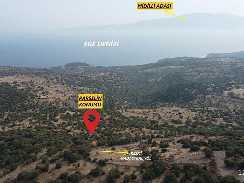 Assos bölgesi̇ bektaş köyü'nde eşsi̇z deni̇z ve panorami̇k mi̇di̇lli̇ manzarali tarla