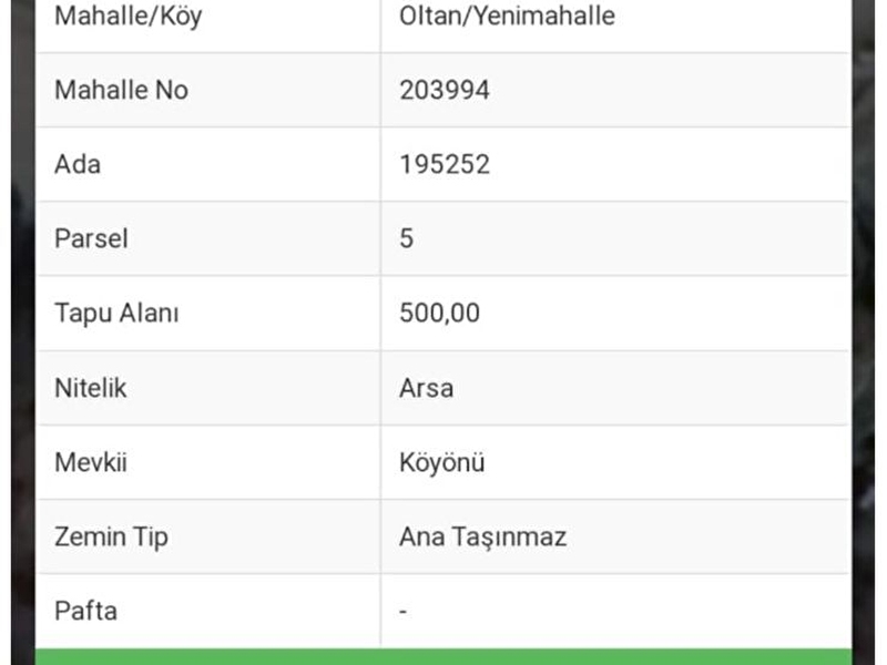 Srt'den ayaş oltan'da i̇marli arsa