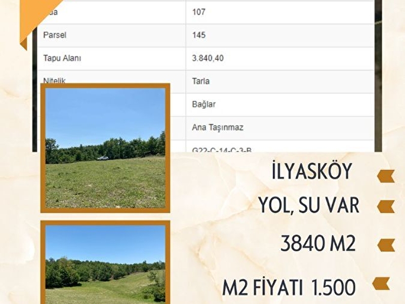 Ci̇han emlak'tan i̇lyasköy'de satilik tarla
