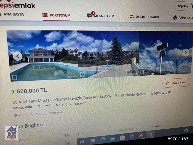 Ankarada yüzme havuzlu,tenis kortlu,sosyal binalı natamam villa i̇le deniz ken. yazlık takası yapılır