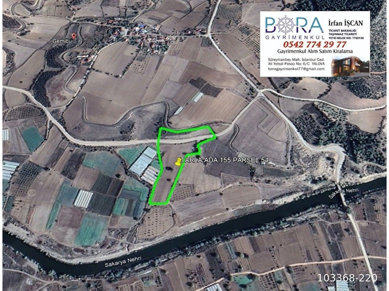 Bora'dan, bilecik gölpazarı demirhanlar köyü tapusuna kayıtlı kadastro yola cephe 19.560 m² tarla